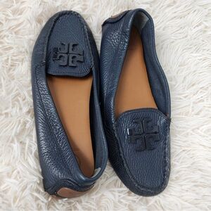Tory burch lowell 2 tumbled loafers shoes Sz 7.5M Navy
